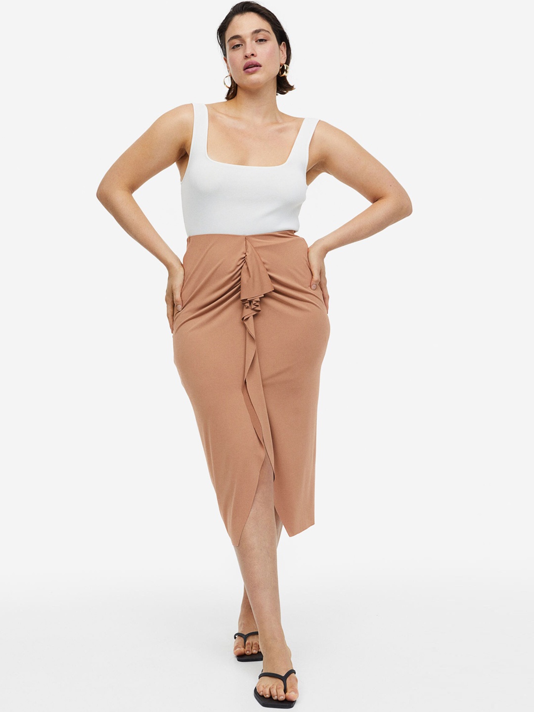 

H&M Women Panel Jersey Divided Skirts, Beige