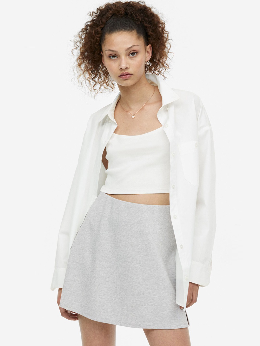 

H&M Women Flared Jersey Mini Skirt, Grey