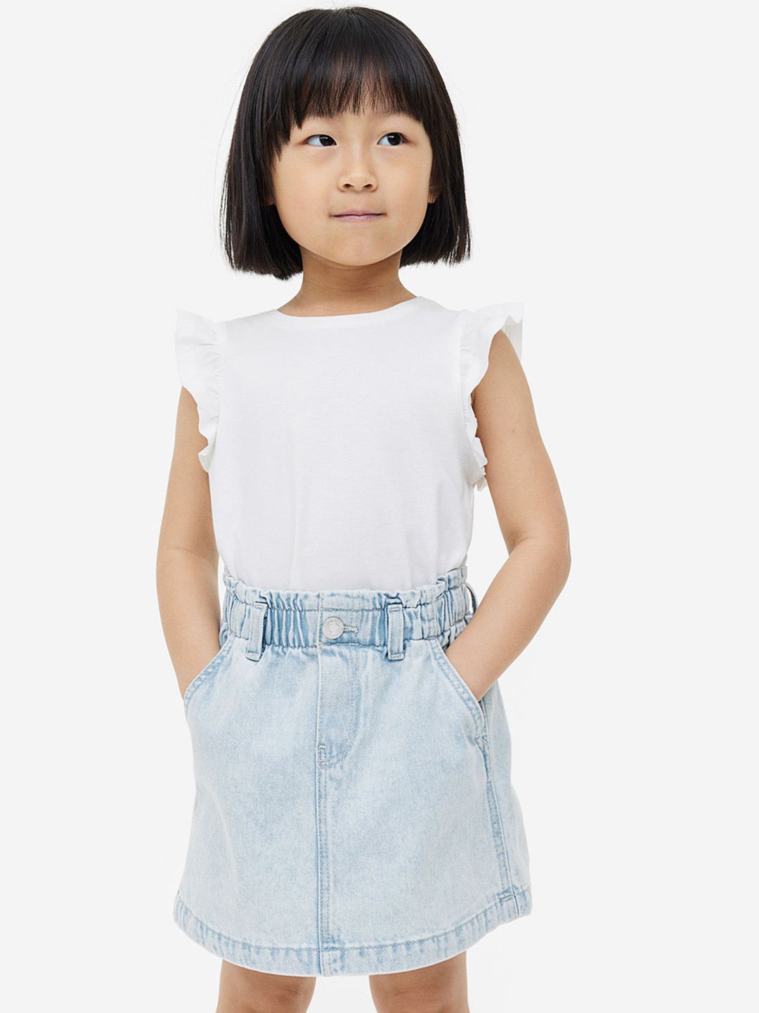 

H&M Girls Denim A-Line Skirt, Blue