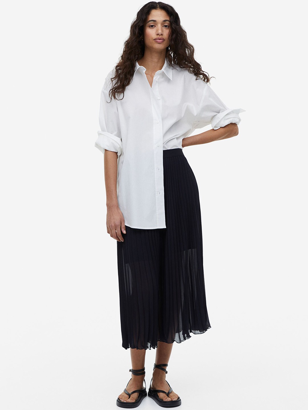 

H&M Women Pleated Chiffon A-Line Skirt, Blue