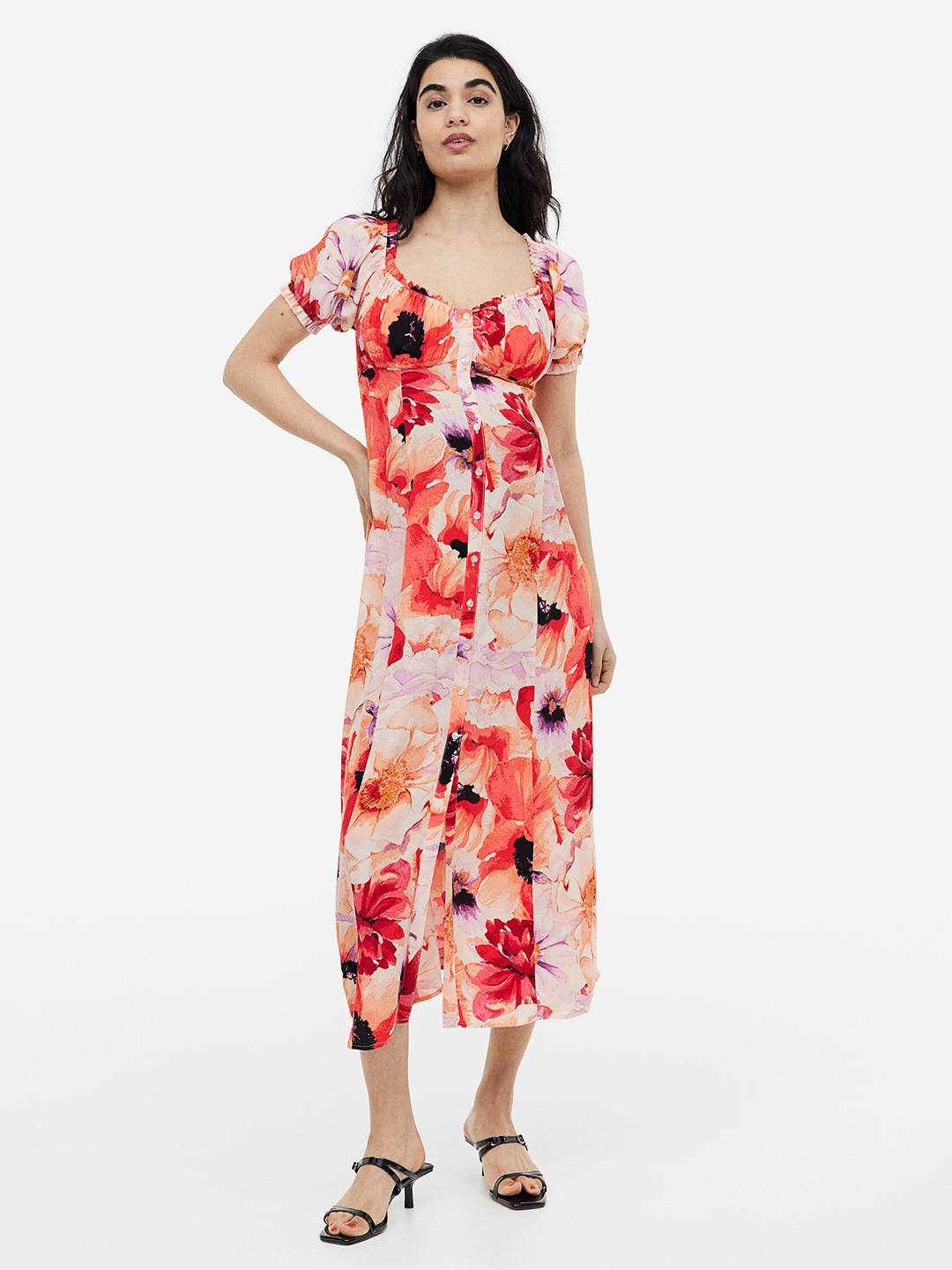 

H&M MAMA Off-The-Shoulder Dress, Orange