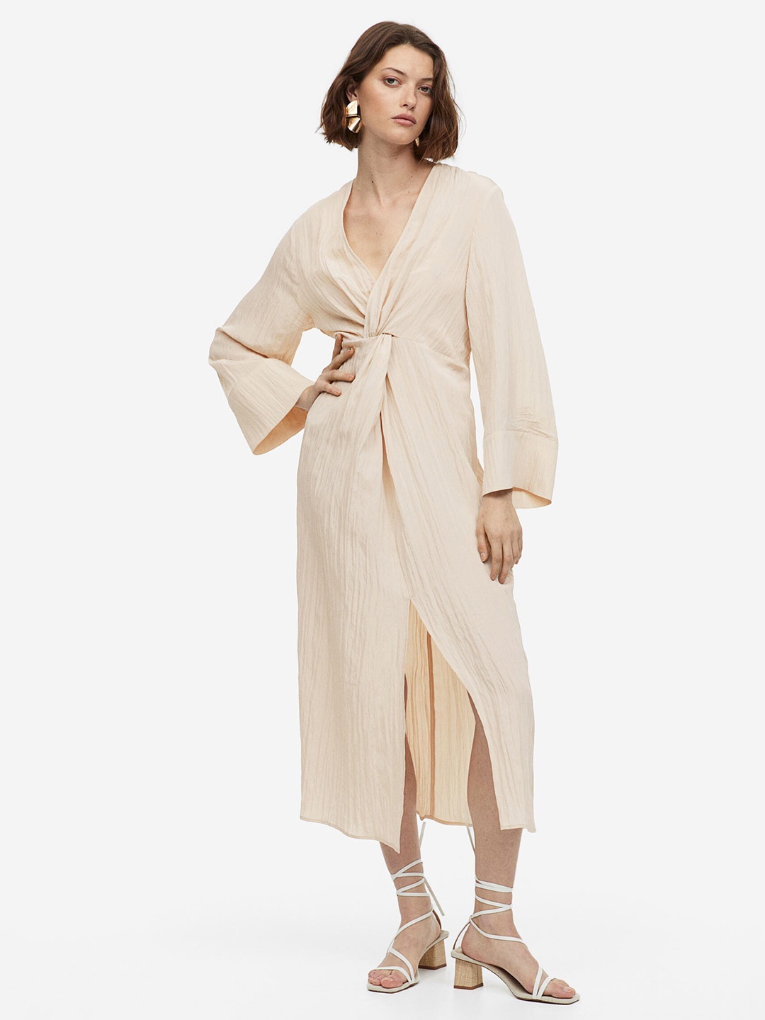 

H&M Knot-Detail Dress, Beige