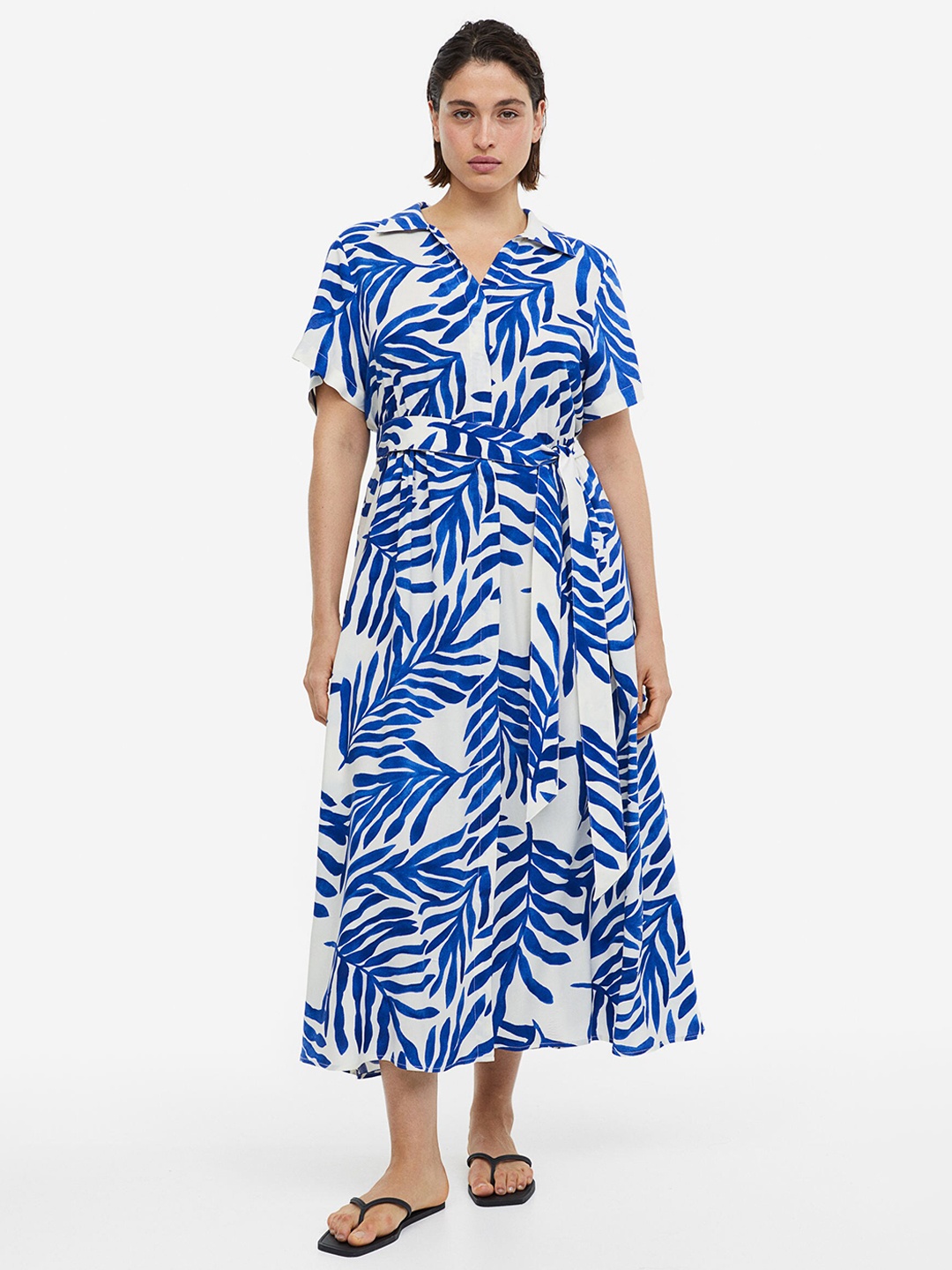 

H&M Tie-Belt Shirt Dress, Blue