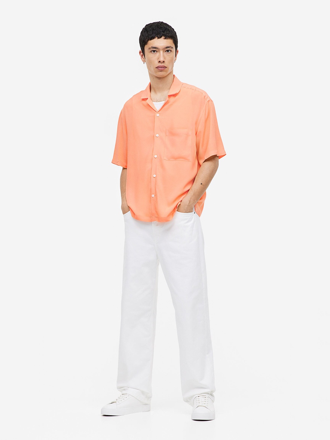 

H&M Men Relaxed Fit Resort Shirt, Peach