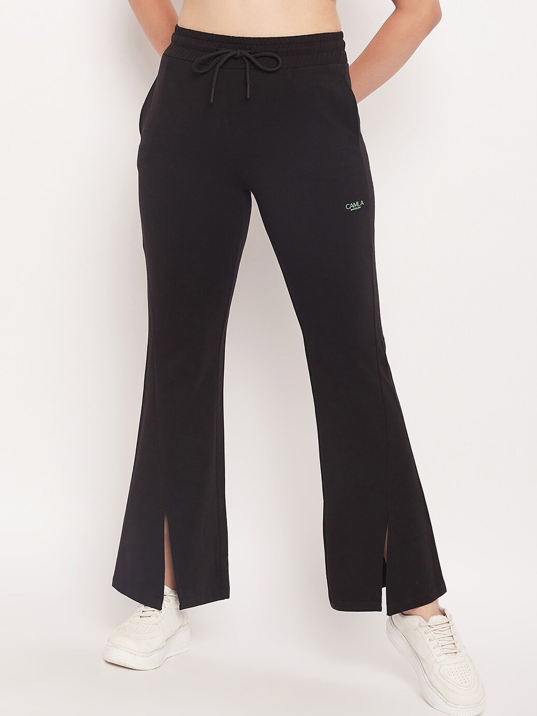 

CAMLA Women Mid-Rise Cotton Track Pants, Black
