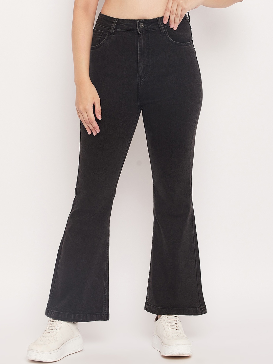 

CAMLA Women High-Rise Clean Look Cotton Bootcut Jeans, Black