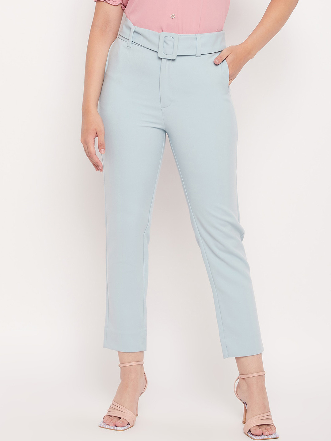 

CAMLA Women Mid Rise Cotton Regular Trousers, Blue