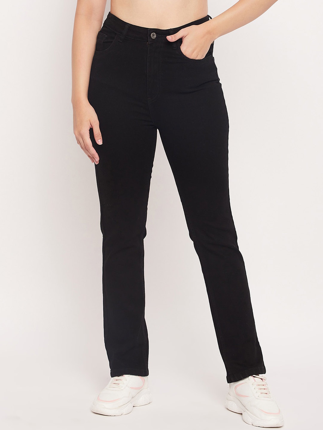 

CAMLA Women High-Rise Clean Look Cotton Jeans, Black
