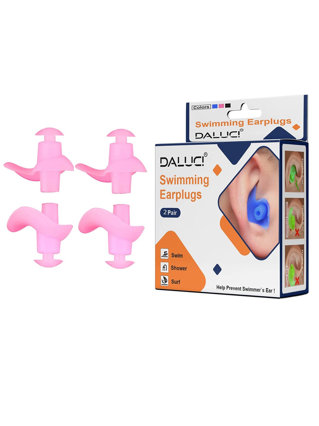 

DALUCI Pack of 2 Swim Earplugs, Pink