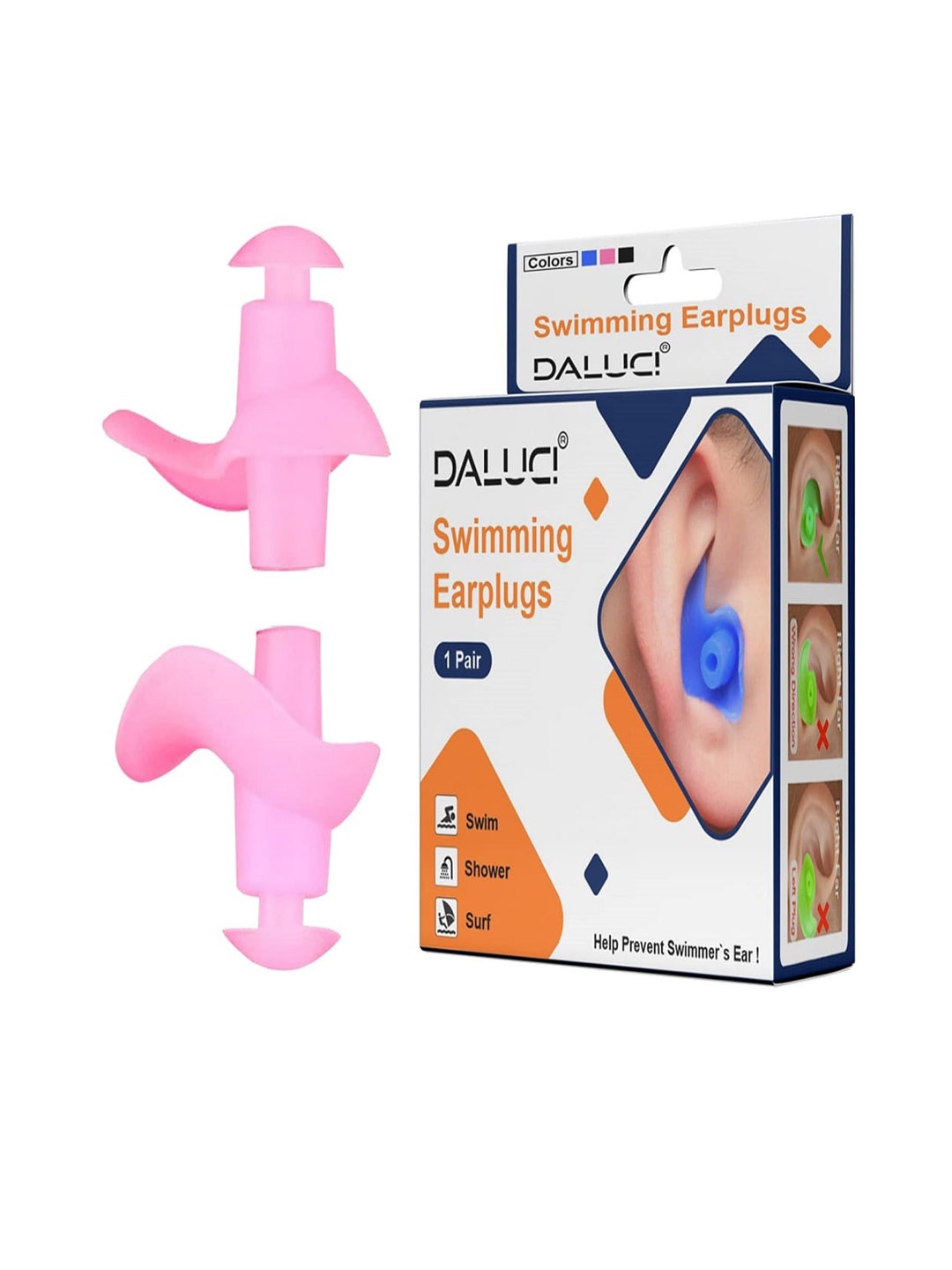 

DALUCI Waterproof Anti slide Reusable Swim Earplugs, Pink
