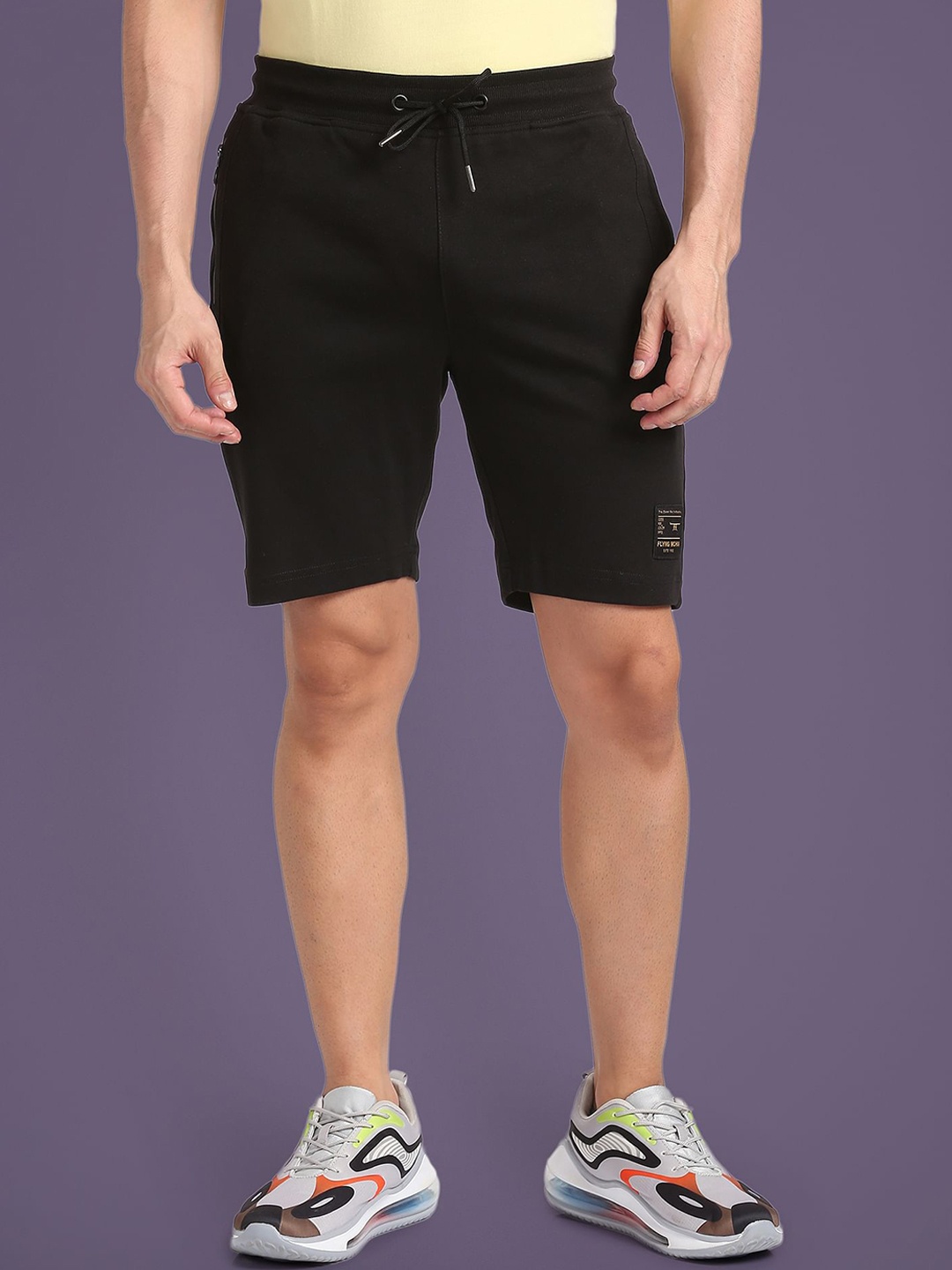 

Flying Machine Men Mid-Rise Casual Cotton Shorts, Black