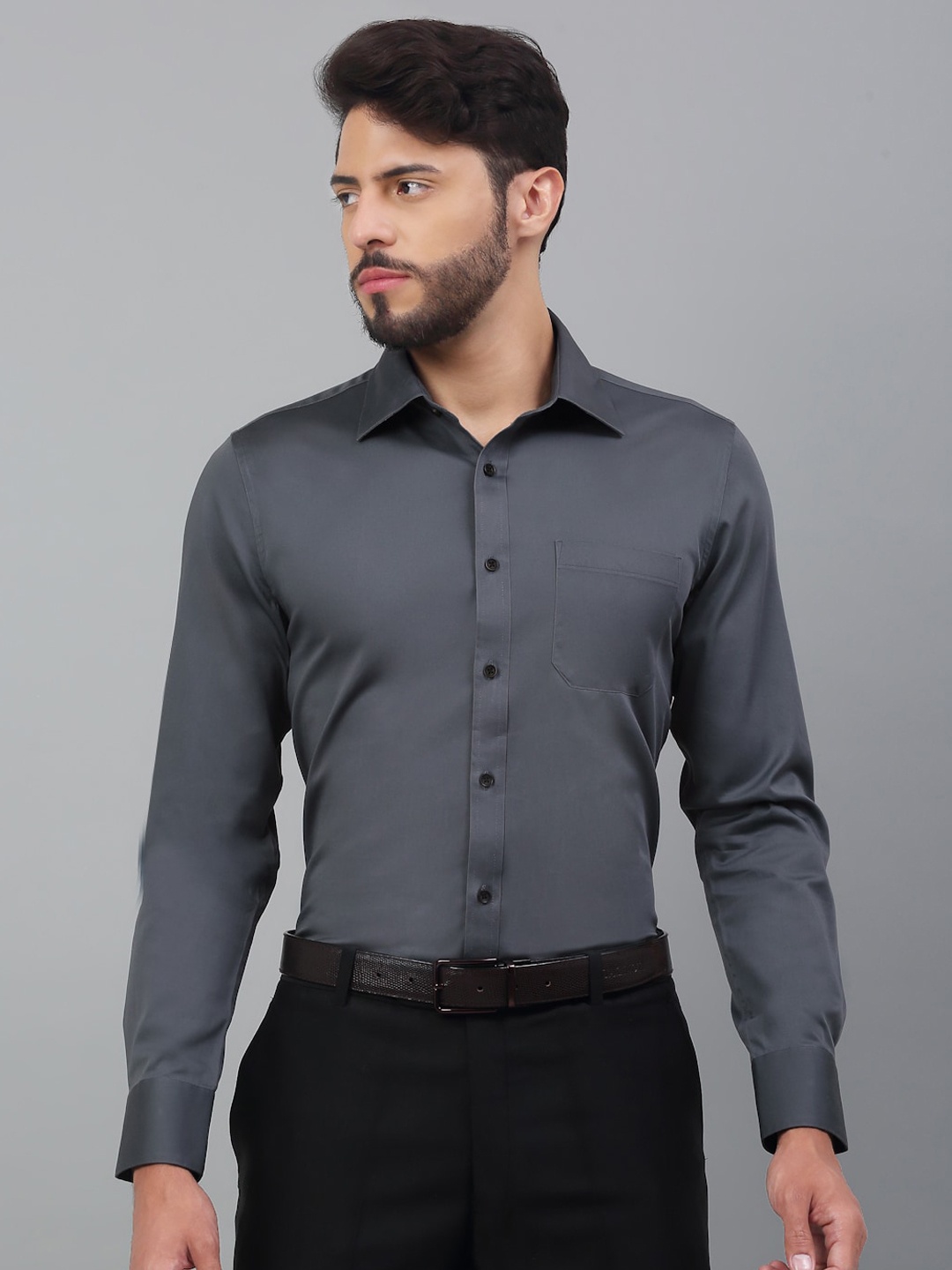 

LOUIS STITCH Comfort Spread Collar Cotton Formal Shirt, Grey