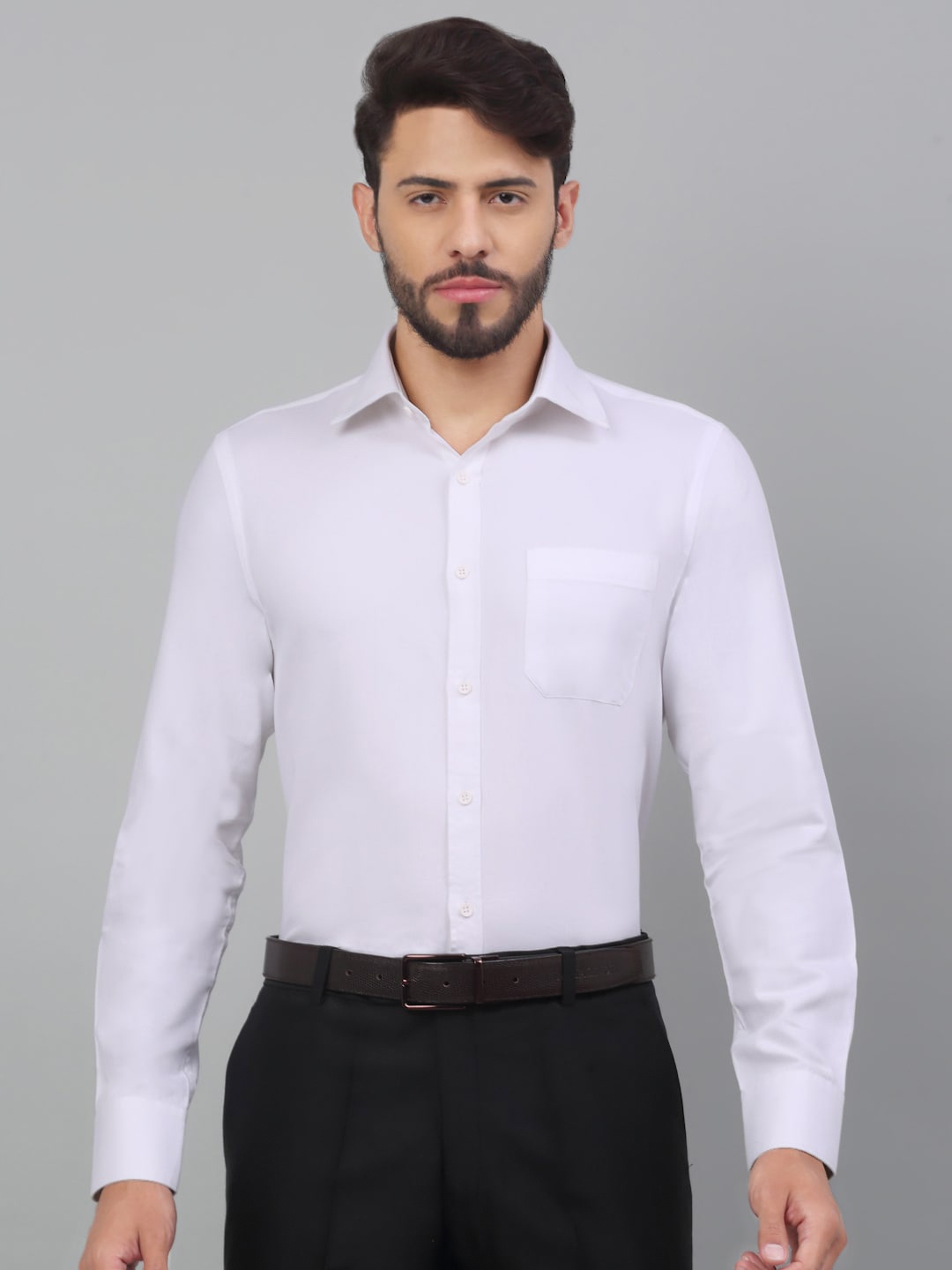 

LOUIS STITCH Comfort Spread Collar Cotton Formal Shirt, White
