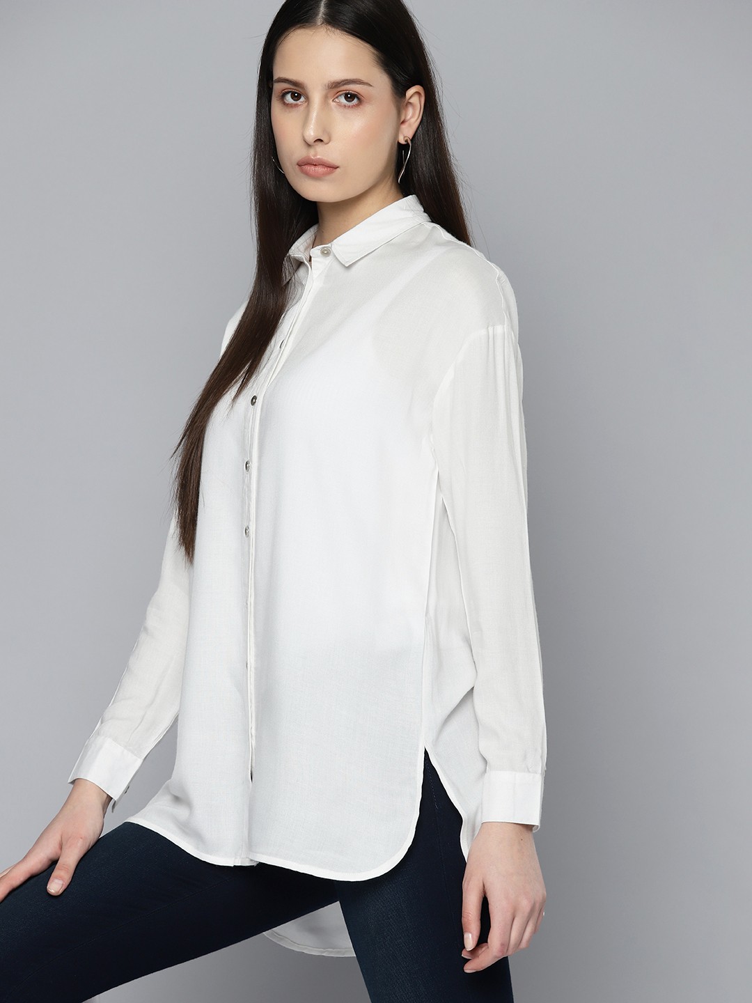 

Chemistry Women Solid Casual Shirt, White