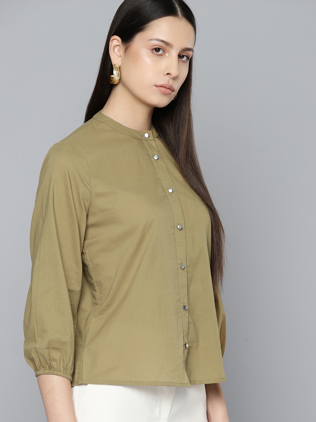 

Chemistry Women Solid Opaque Casual Shirt, Brown