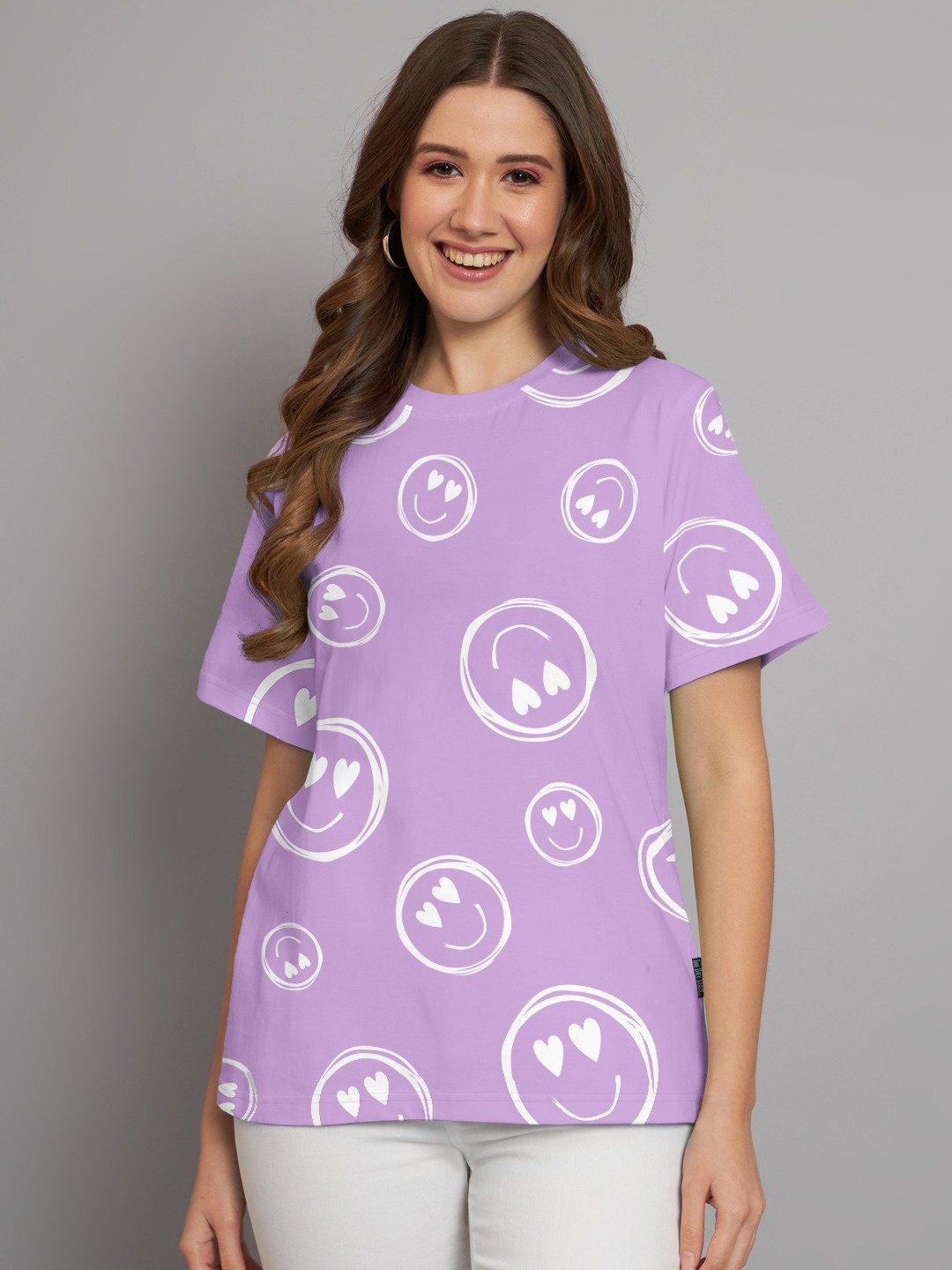 

The Dry State Lavender Graphic Printed Oversized Cotton T-shirt