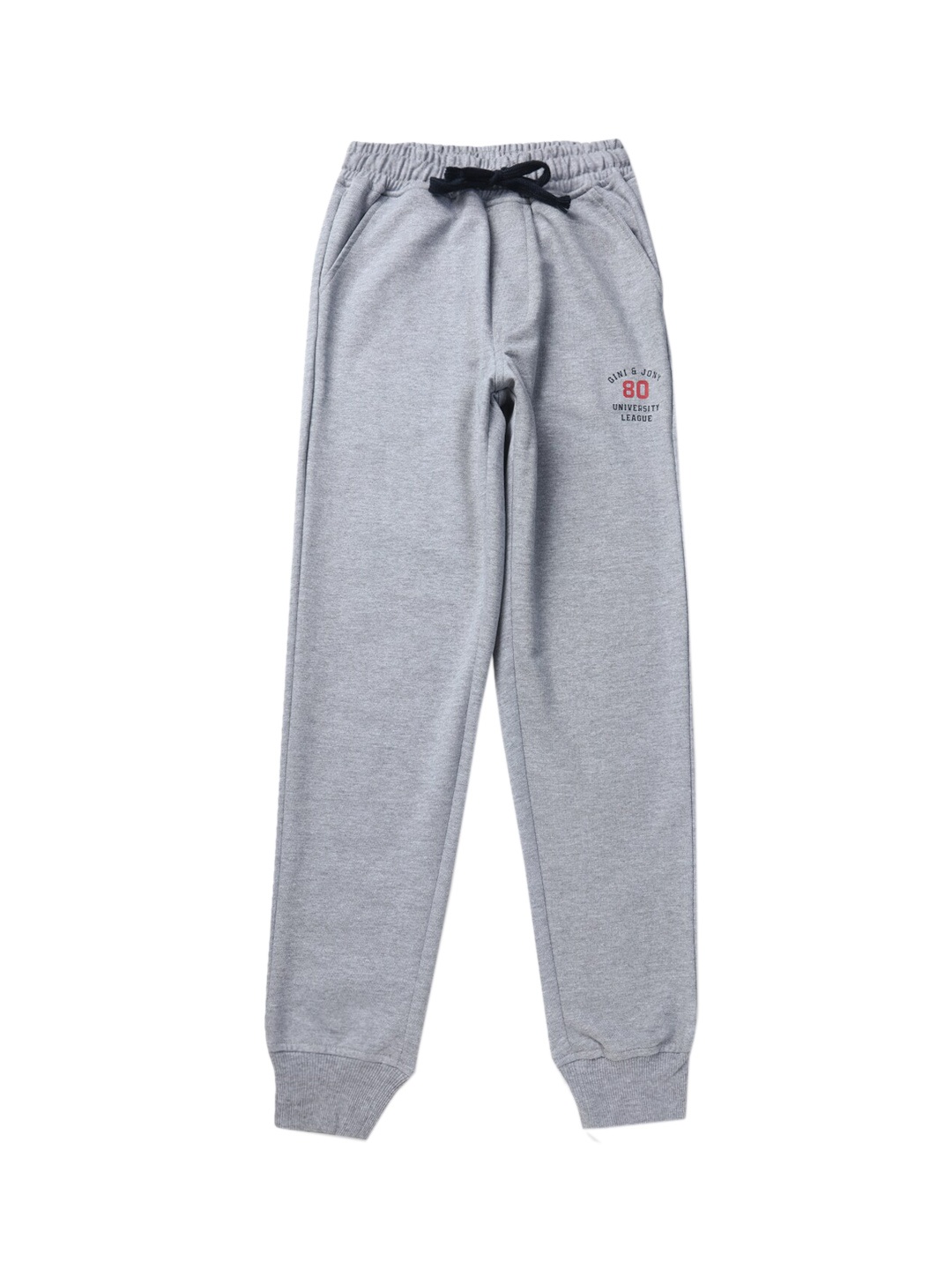 

Gini and Jony Boys Typography Printed Cotton Joggers, Grey