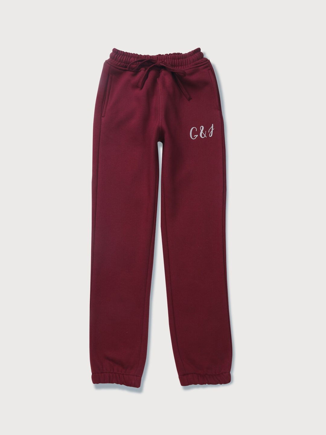 

Gini and Jony Girls Typography Printed Cotton Joggers, Maroon