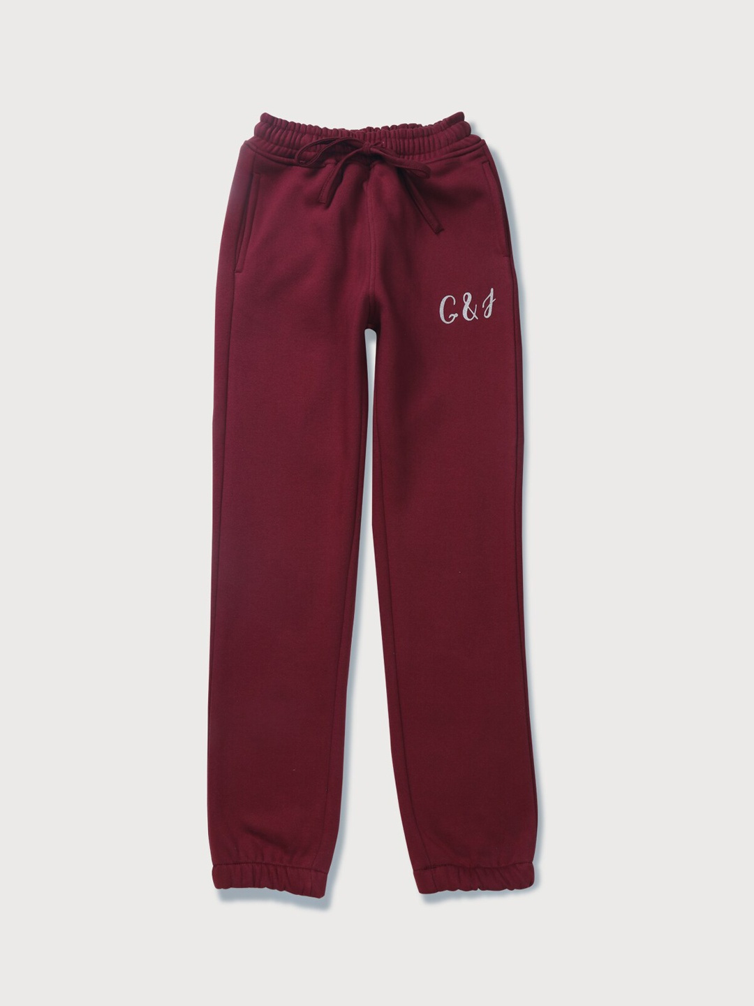 

Gini and Jony Girls Typography Printed Cotton Joggers, Maroon