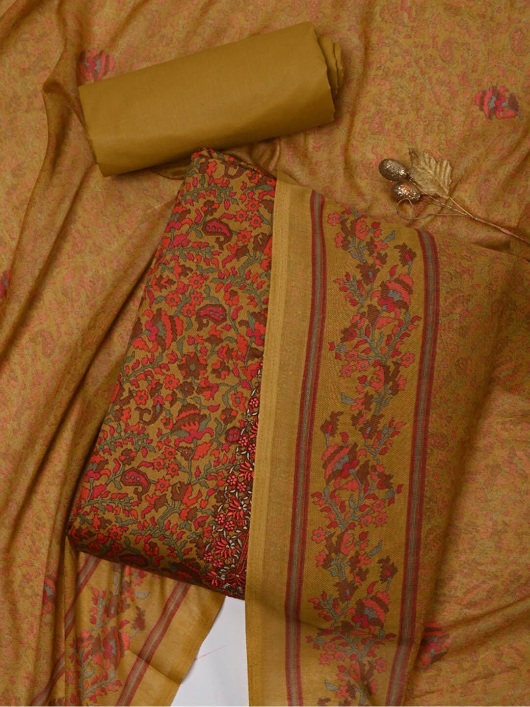 

Meena Bazaar Printed Unstitched Dress Material, Mustard