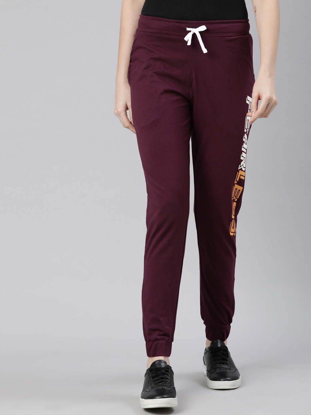 

DIXCY SCOTT Slimz Women Mid-Rise Pure Cotton Relaxed-Fit Joggers, Burgundy