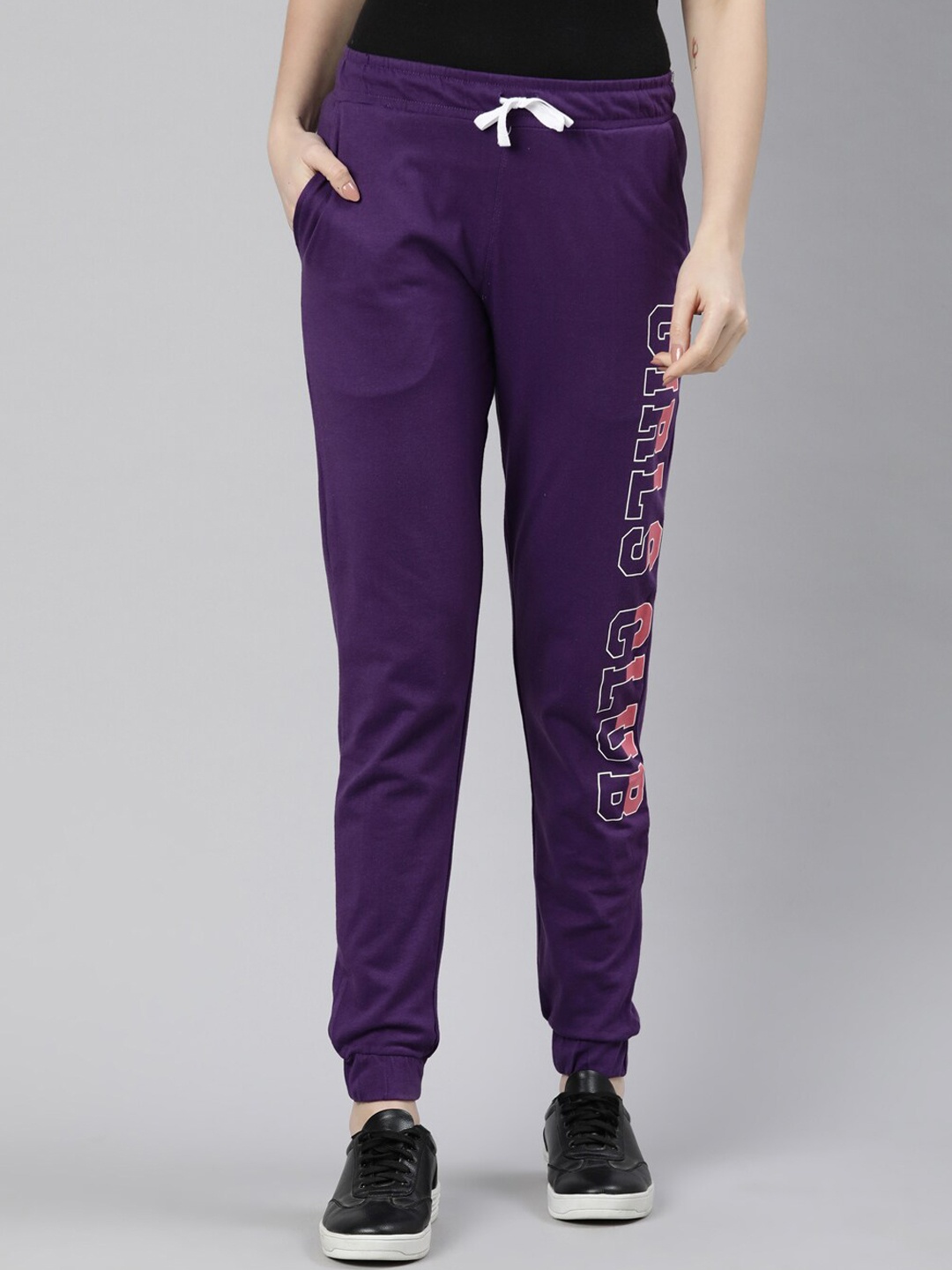 

DIXCY SCOTT Slimz Women Mid-Rise Pure Cotton Relaxed-Fit Joggers, Purple