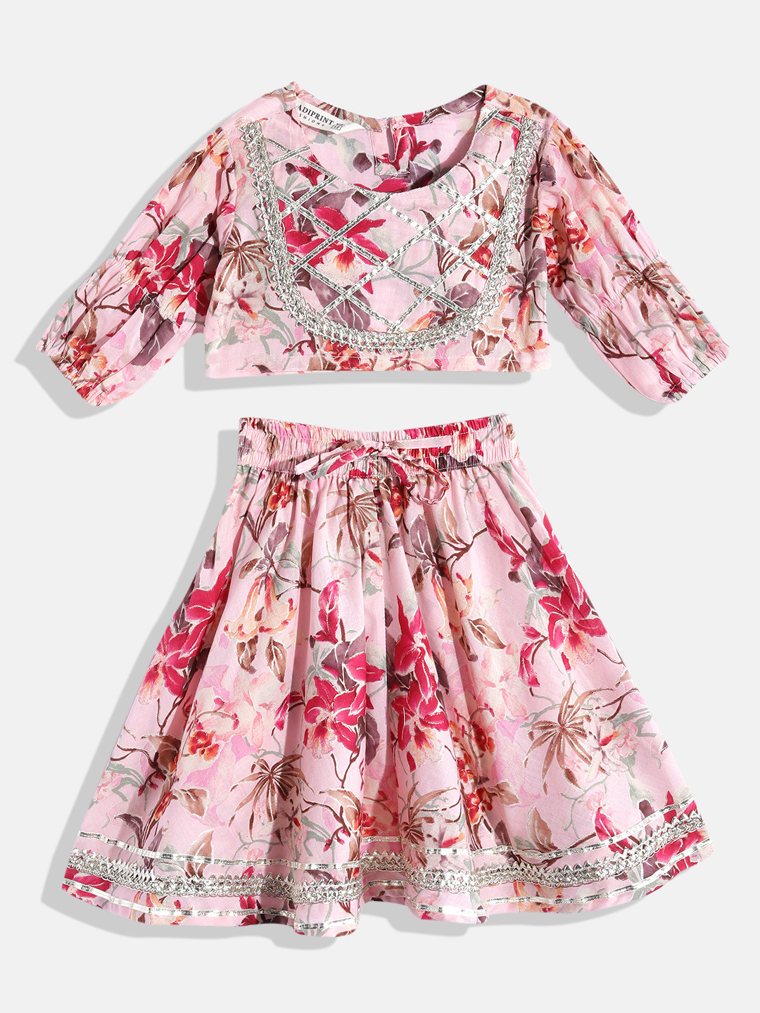 

Readiprint Fashions Girls Printed Ready To Wear Lehenga & Choli, Pink