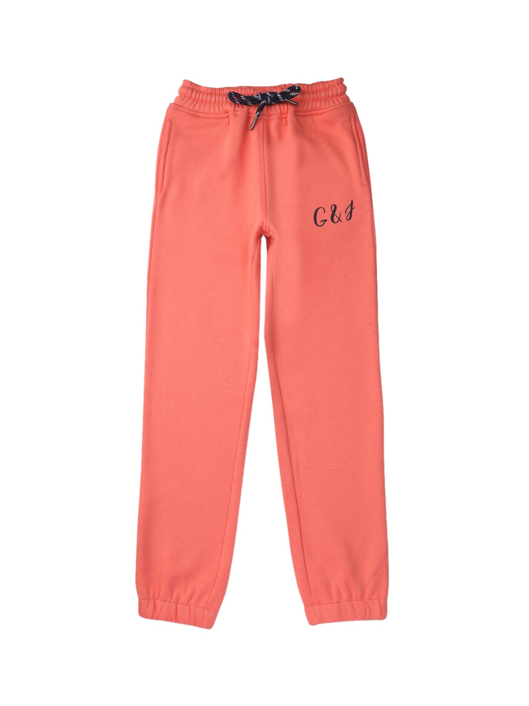 

Gini and Jony Girls Typography Printed Cotton Joggers, Peach