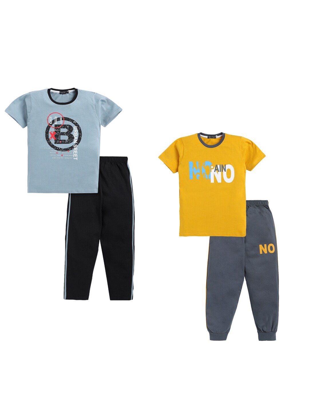 

Todd N Teen Boys Pack Of 2 Printed Pure Cotton T-shirt With Trousers, Black