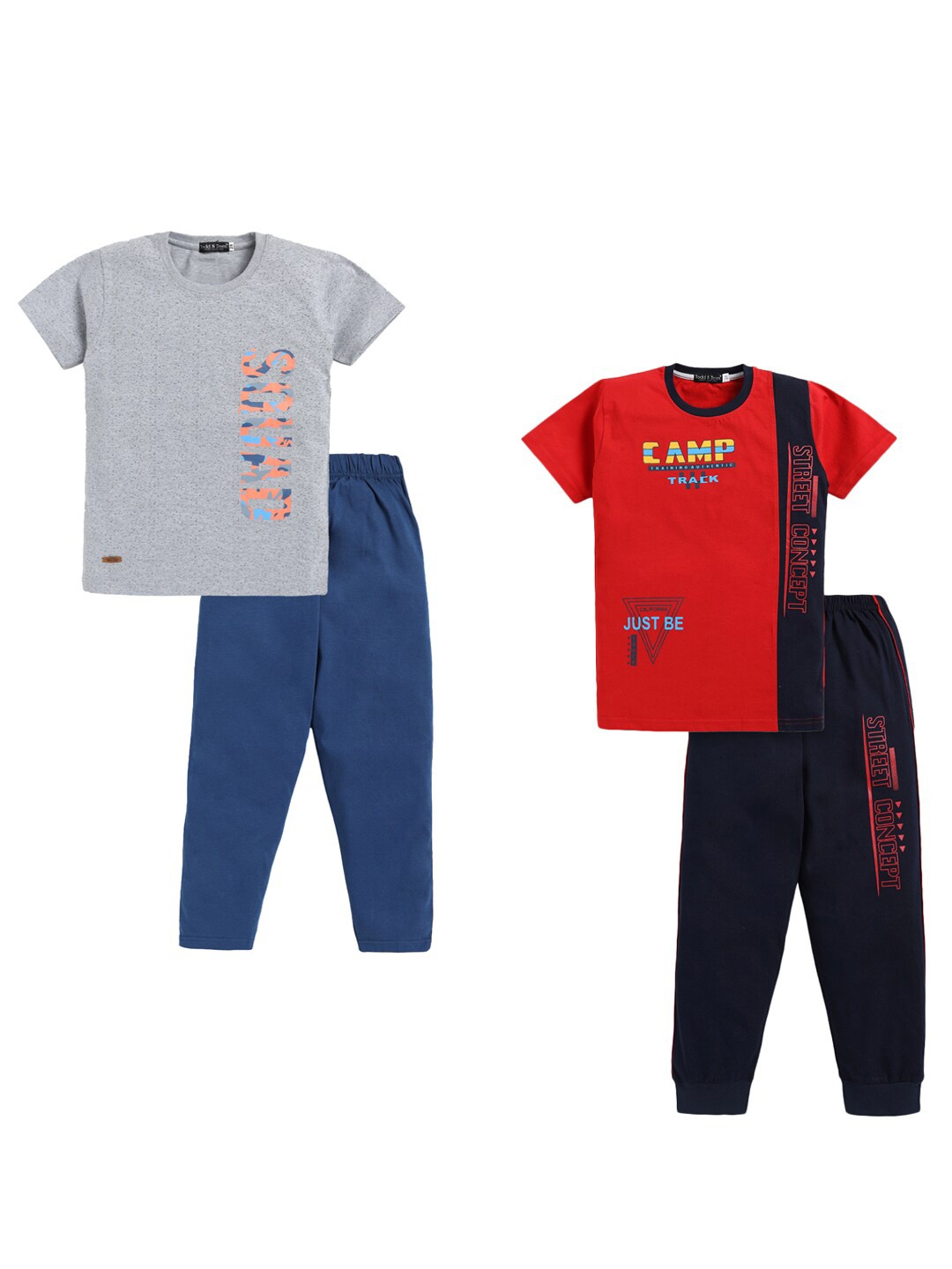 

Todd N Teen Boys Printed Pure Cotton T-shirt with Trousers, Red