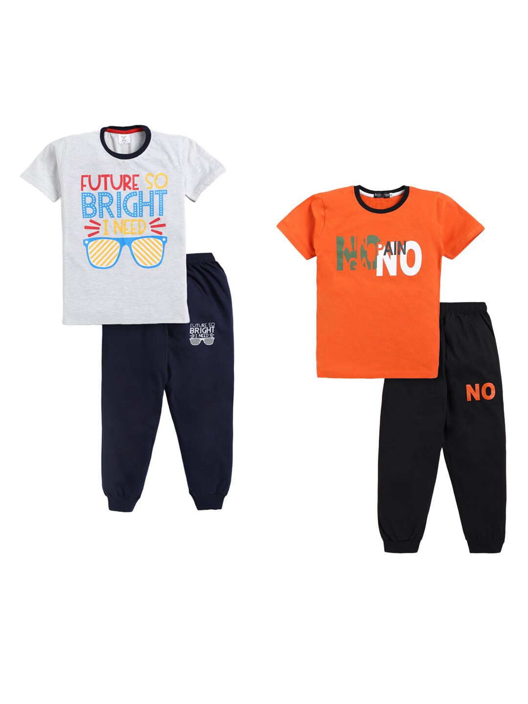 

Todd N Teen Boys Pack Of 2 Printed Pure Cotton T-shirt With Trousers, Blue