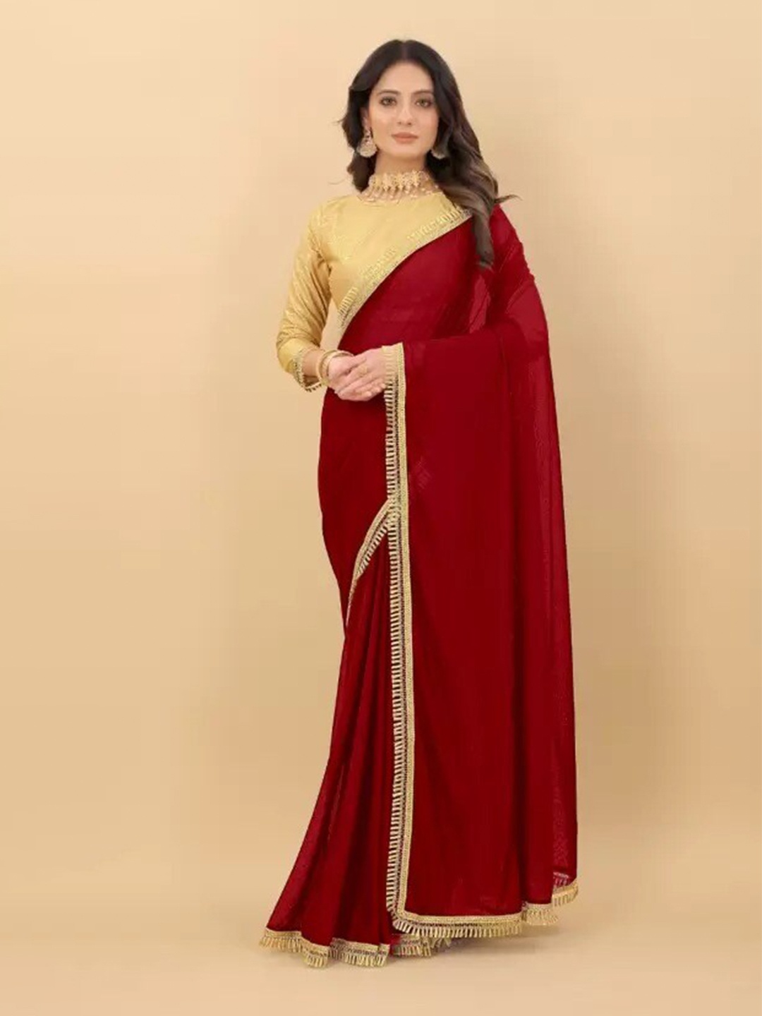 

Florence Art Silk Embellished Saree, Maroon