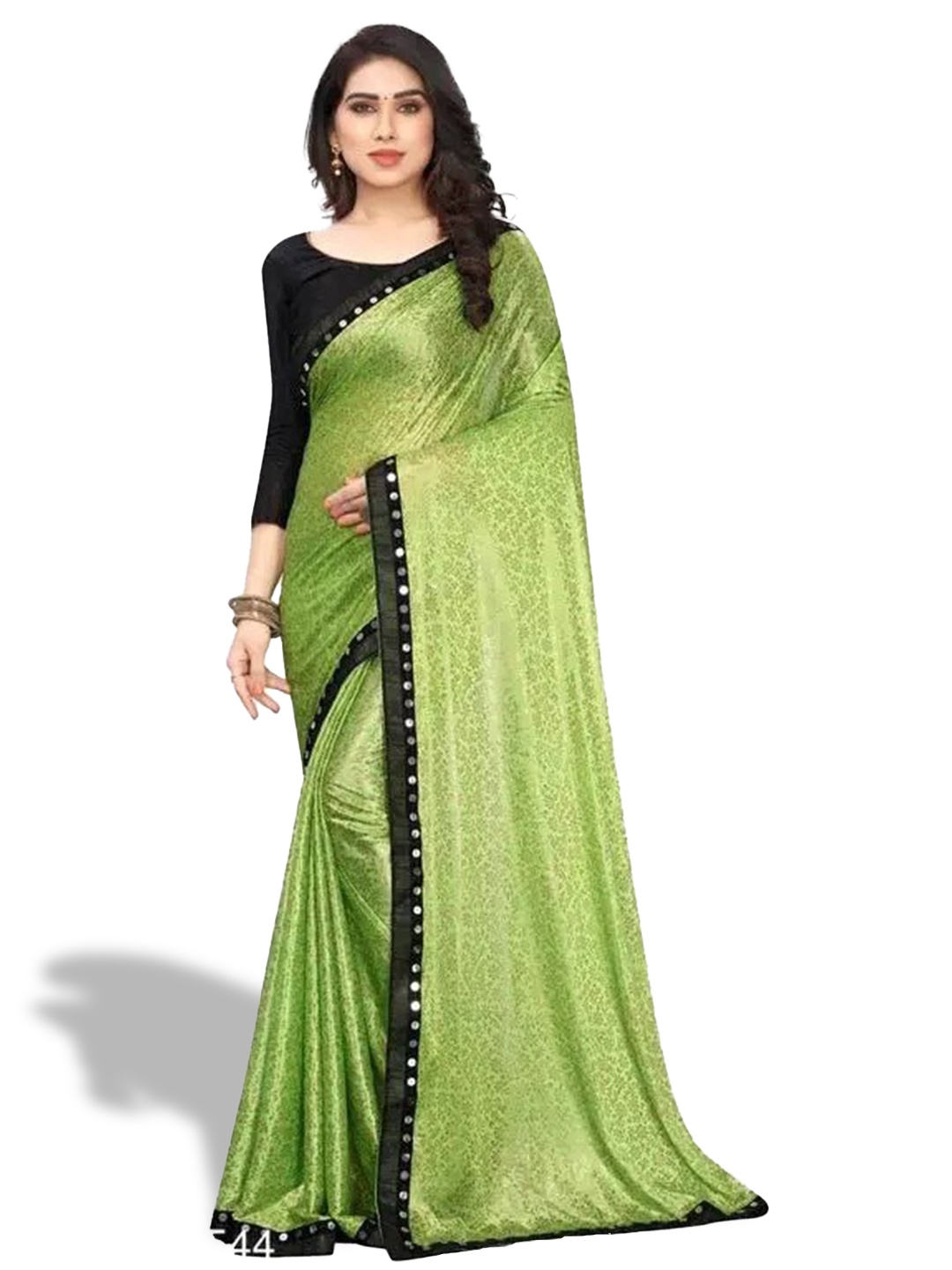 

KALINI Ethnic Motifs Sequinned Saree, Green