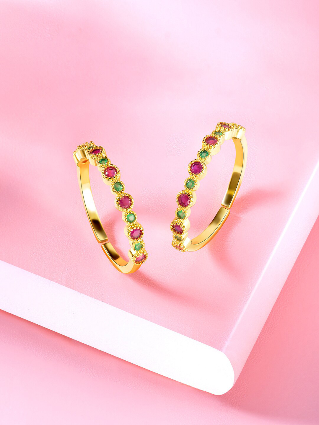 

Peora Gold-Plated CZ Studded Adjustable Toe Rings