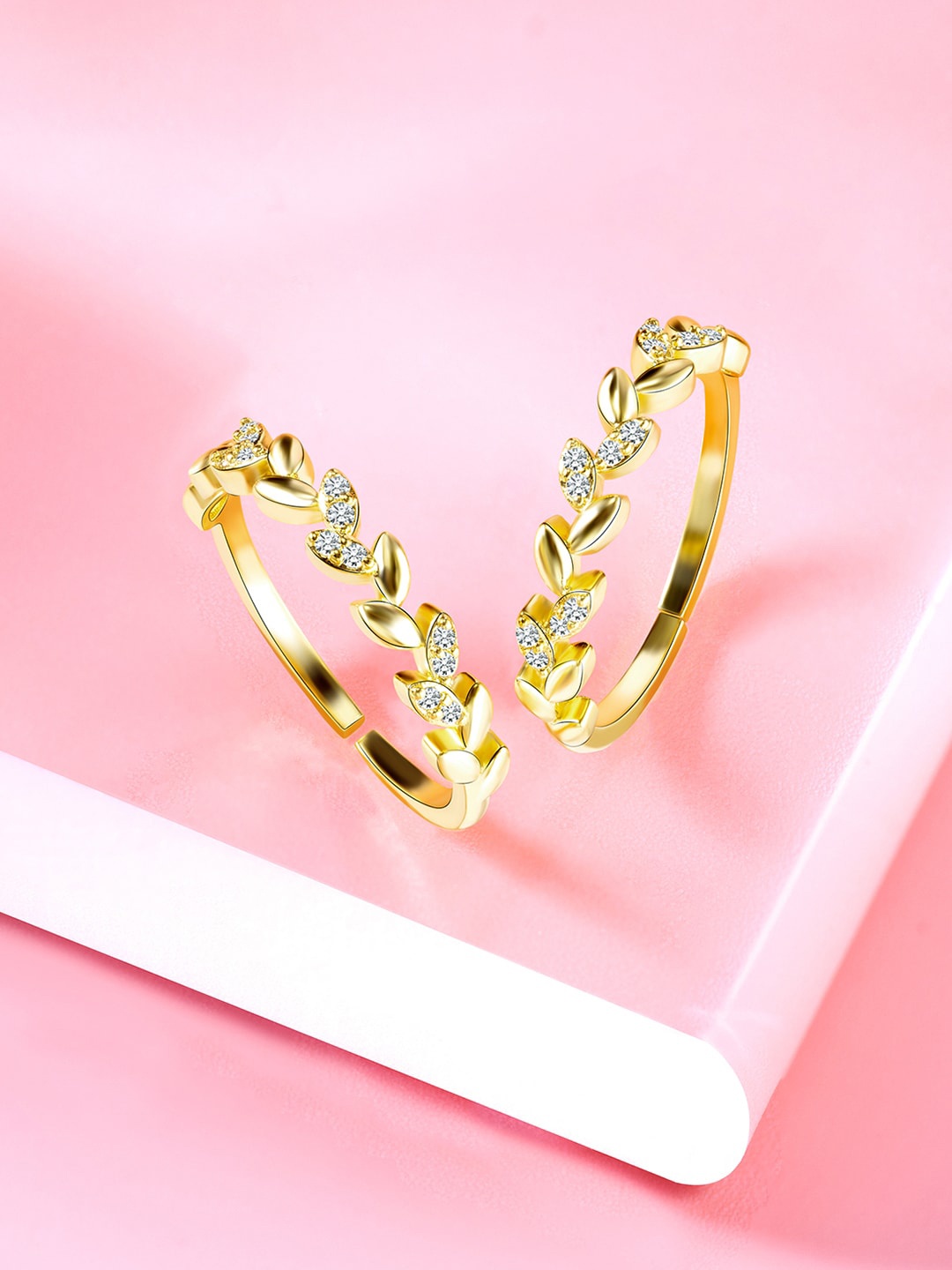 

Peora Gold-Plated CZ -Studded Adjustable Toe Rings