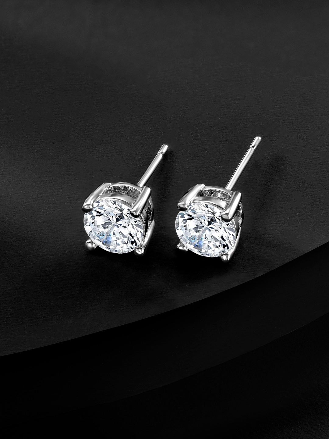 

Peora Silver-Plated CZ Studs Earrings