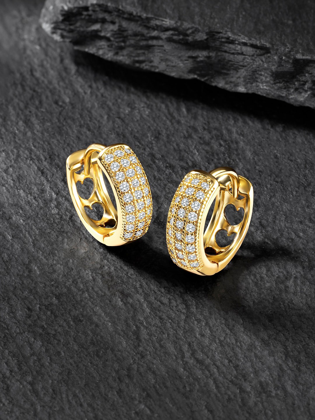 

Peora Gold-Plated CZ Stone Studded Hoop Earrings