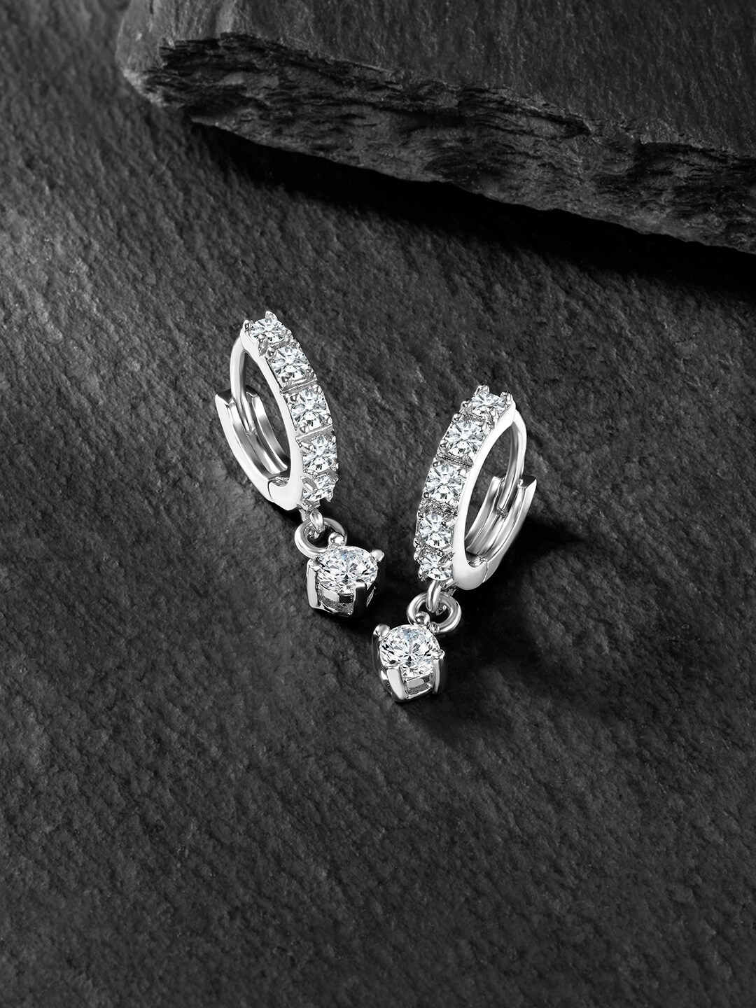

Peora Silver-Plated Contemporary Hoop Earrings
