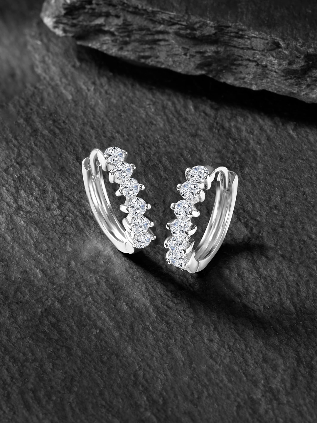 

Peora Silver-Plated Contemporary Hoop Earrings