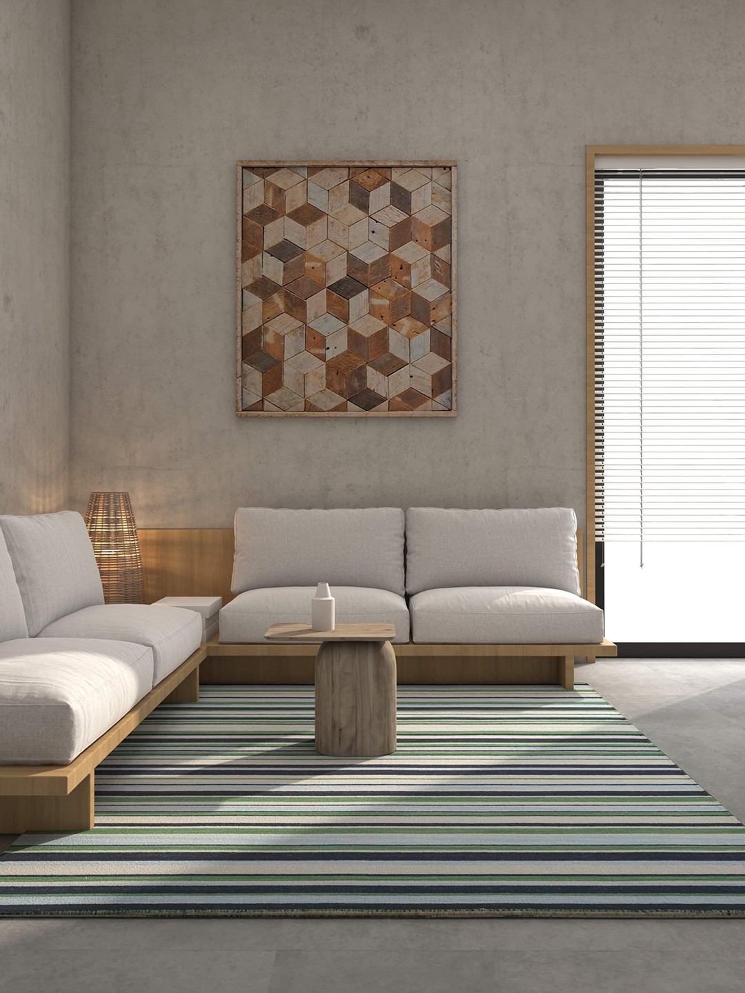 

Jaipur Rugs Grey & Green Striped Woolen Rectangular Carpet
