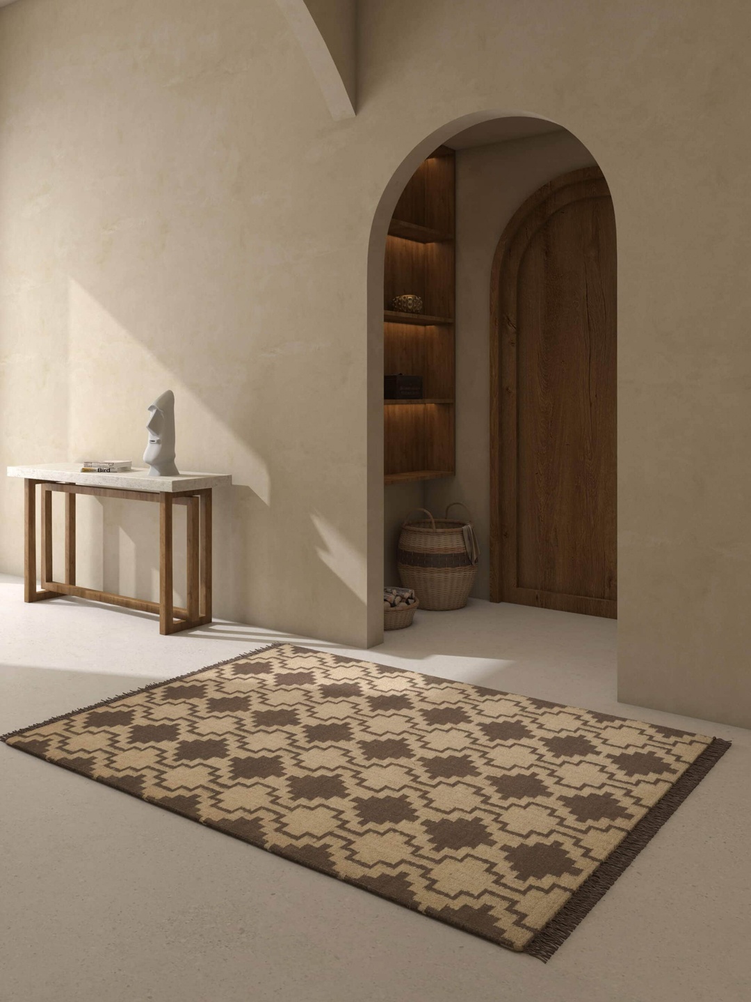 

Jaipur Rugs Brown & Beige Geometric Pattern Woolen Rectangular Carpet