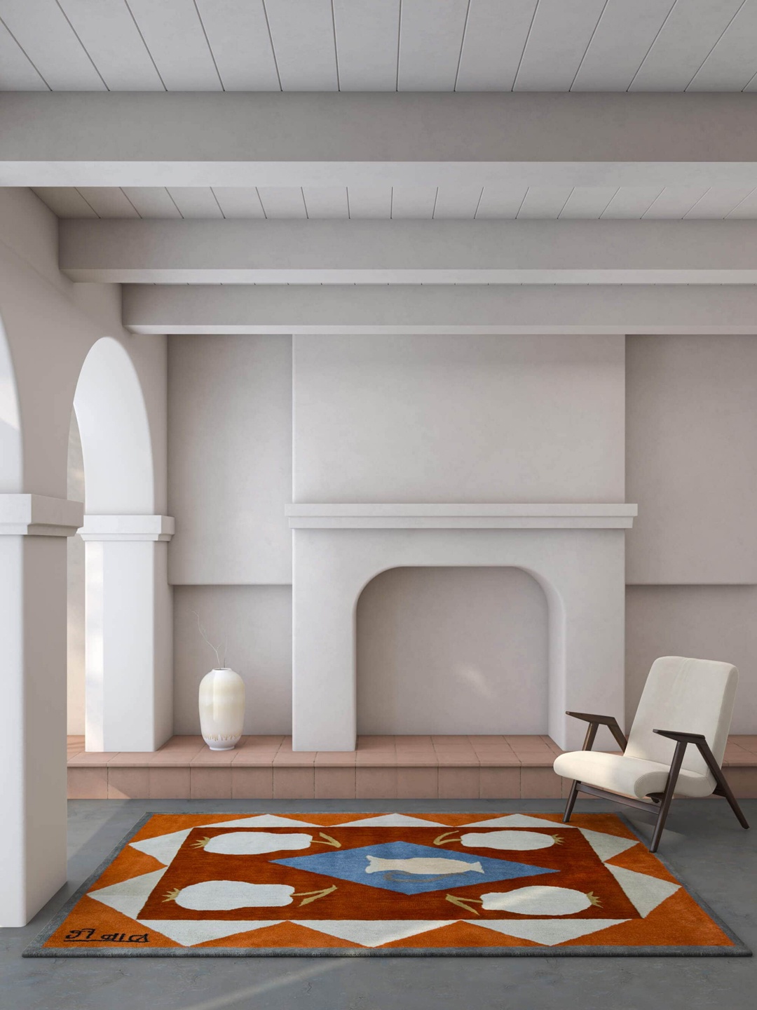 

Jaipur Rugs Orange-Colored & Blue Tufted Woolen Rectangular Carpet