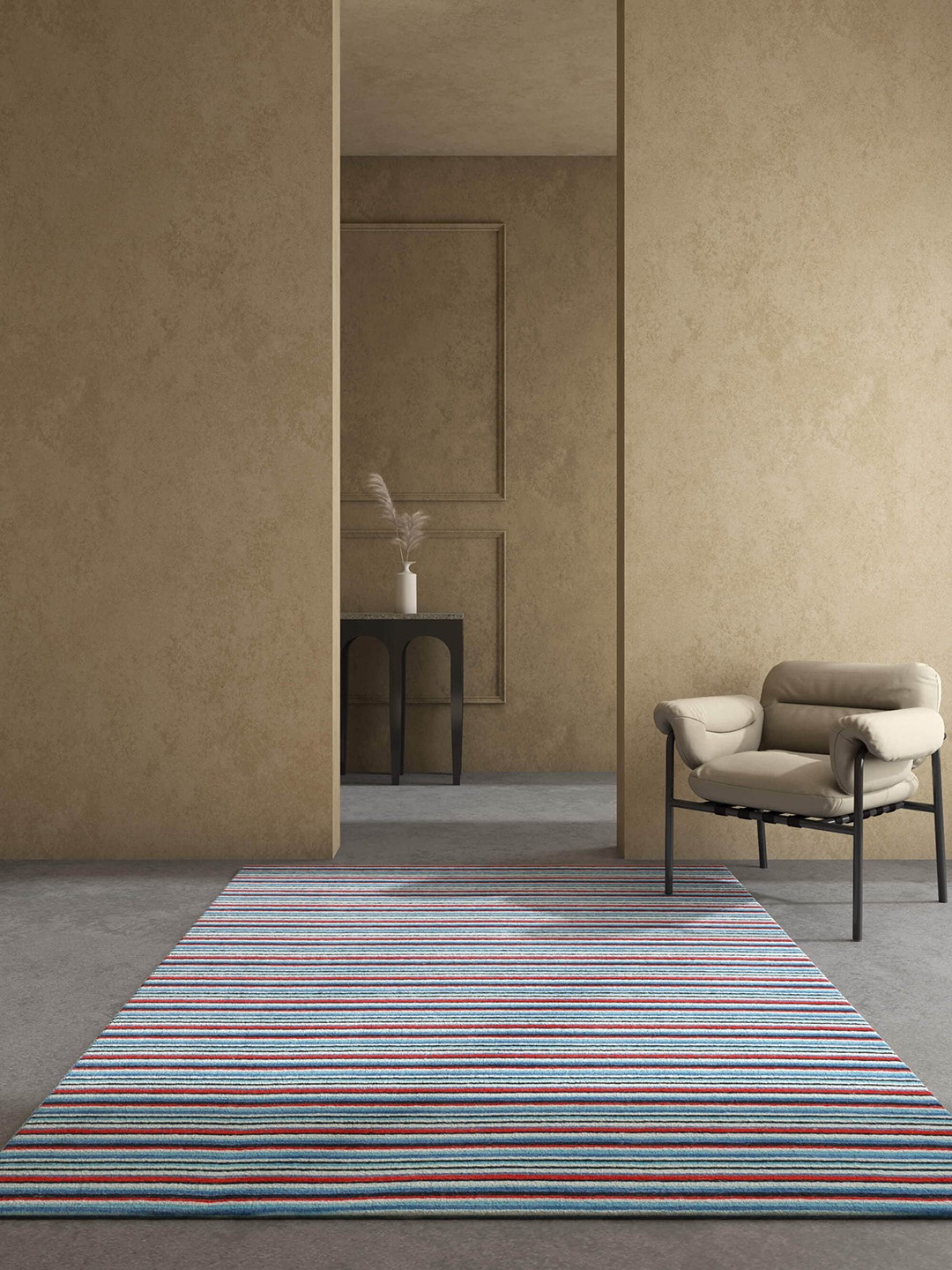 

Jaipur Rugs Blue & Red Striped Woolen Rectangular Carpet