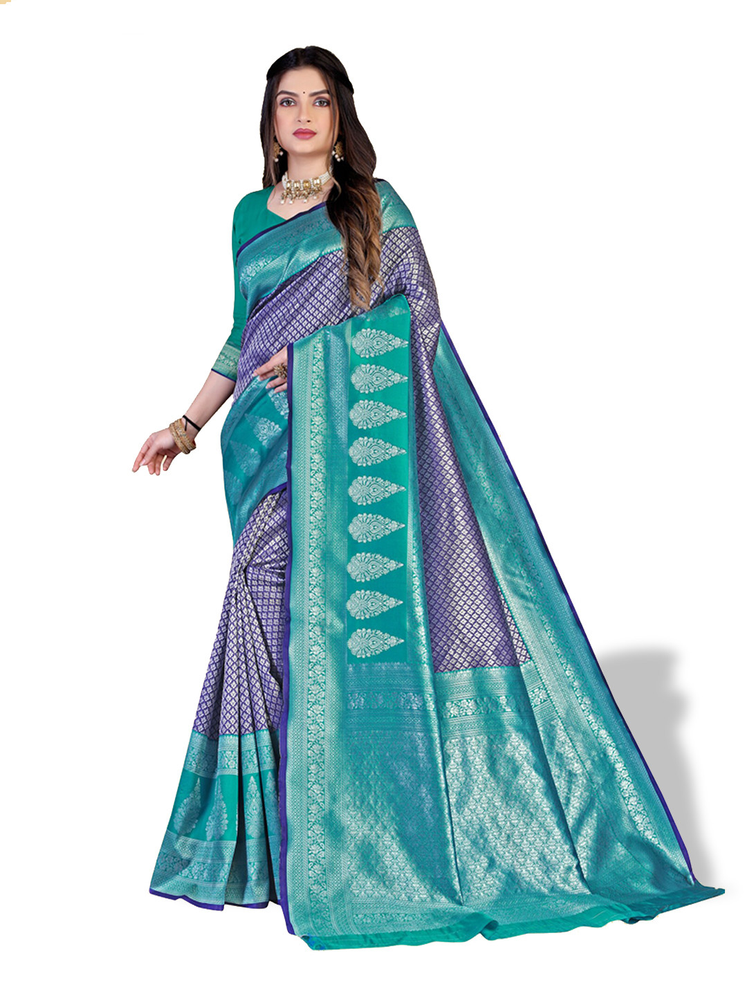 

N N ENTERPRISE Woven Design Zari Kanjeevaram Saree, Blue