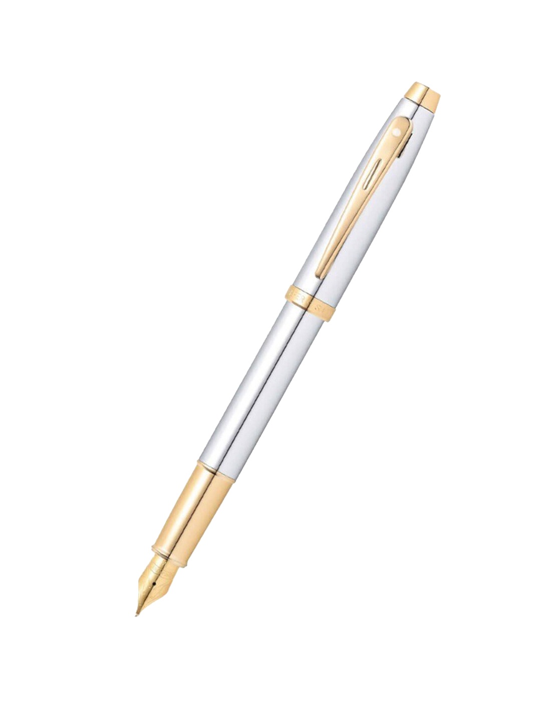Sheaffer Chrome with Gold Toned Trim E9340 Gift100 Medium Nib Founatin Pen, Silver