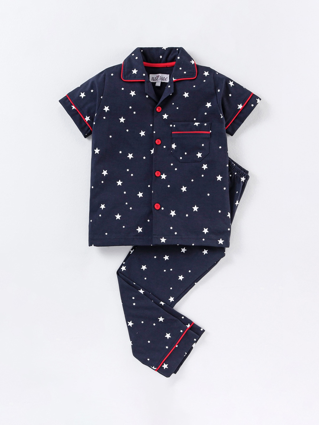

Nite Flite Boys Conversational Printed Pure Cotton Night Suit, Blue