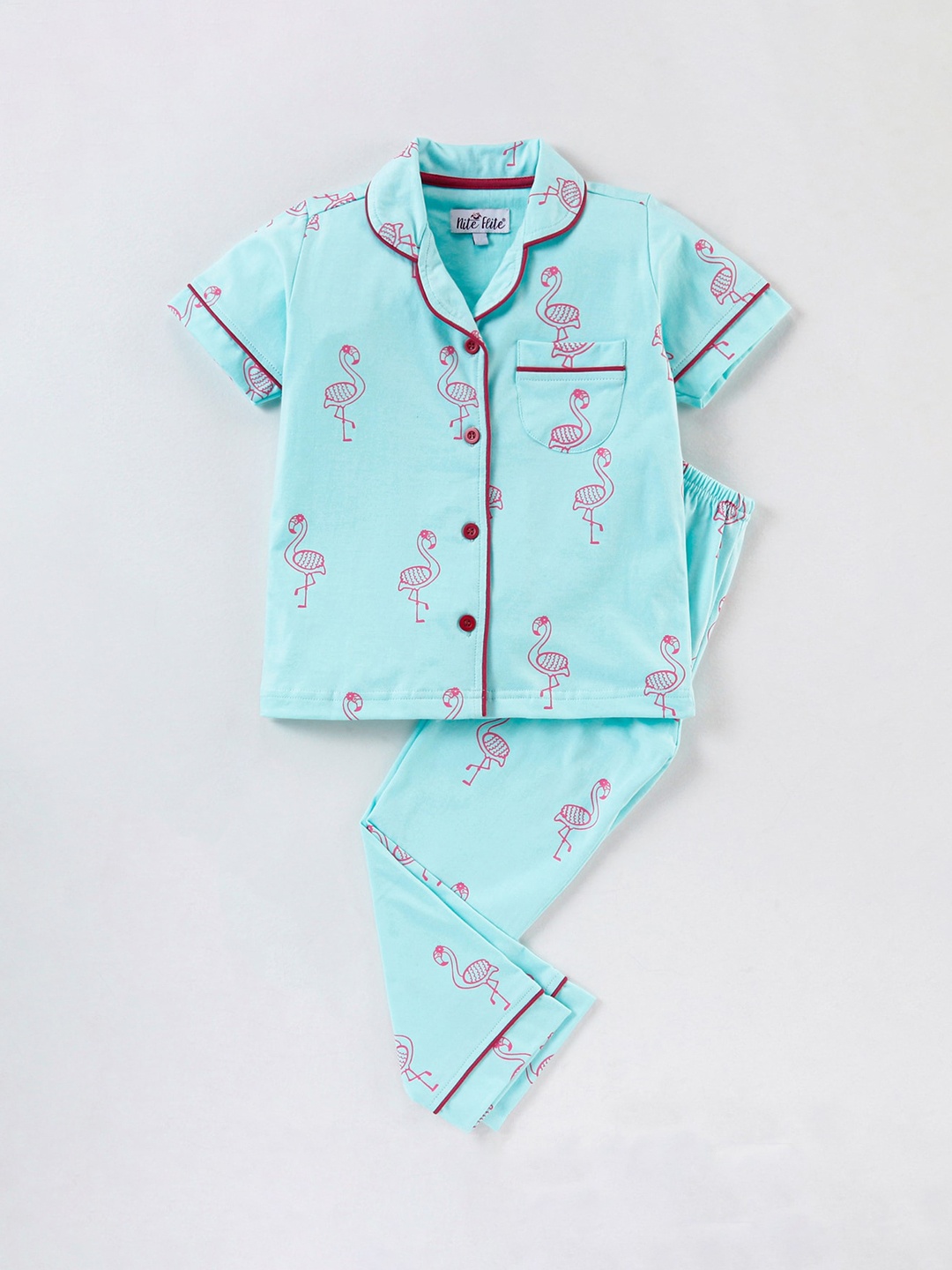 

Nite Flite Girls Conversational Printed Pure Cotton Night Suit, Green