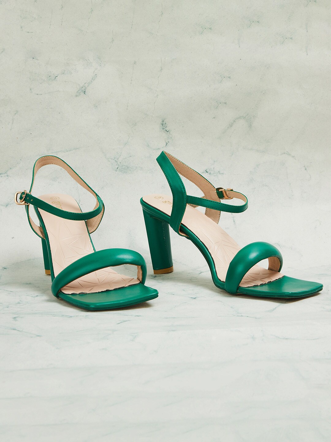 

Ginger by Lifestyle Open Toe Block Heels With Backstrap, Green