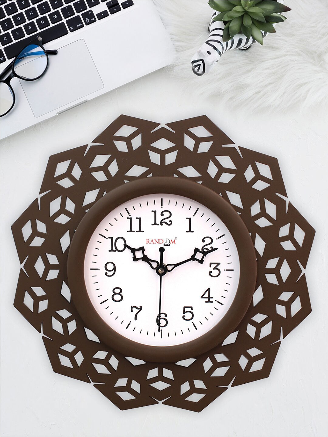 

RANDOM Brown & White Contemporary Wall Clock