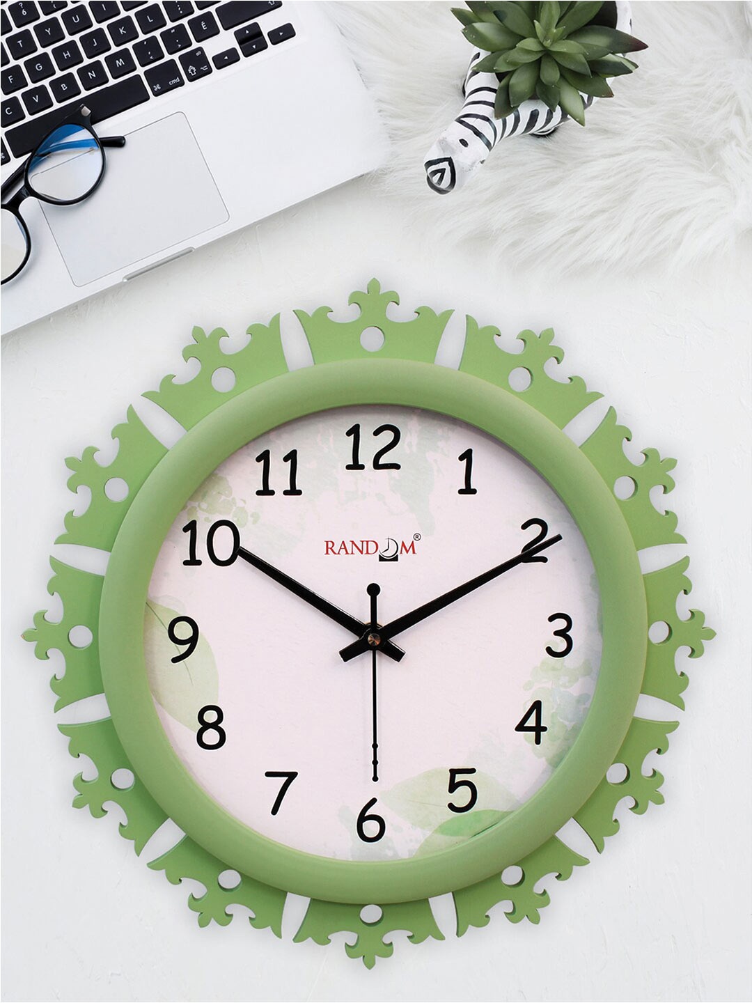 

RANDOM Green & White Analogue Contemporary Wall Clock